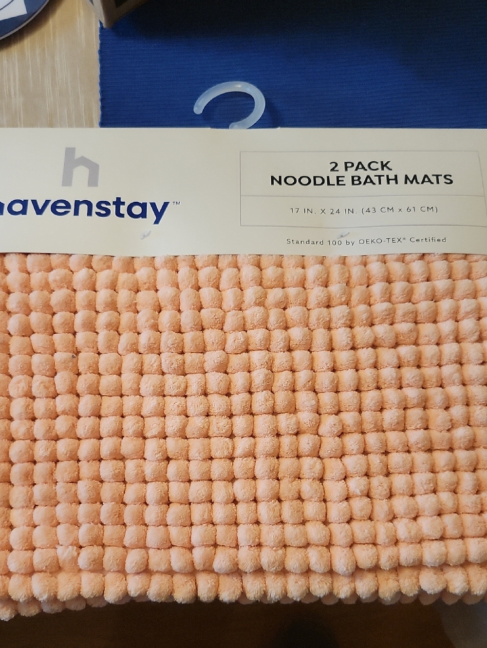 Peach Noodle Bath Mat - Soft, Absorbent 2-Pack